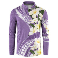 Aloha Hawaii Festive Button Sweatshirt Frangipani Lace Classic - Lavender LT7 Lavender - Polynesian Pride