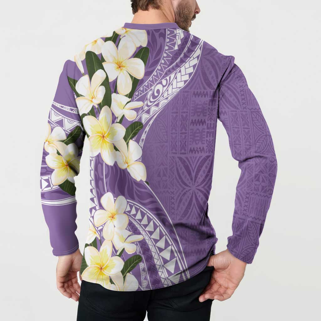 Aloha Hawaii Festive Button Sweatshirt Frangipani Lace Classic - Lavender LT7 - Polynesian Pride