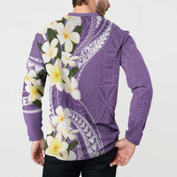Aloha Hawaii Festive Button Sweatshirt Frangipani Lace Classic - Lavender LT7 - Polynesian Pride