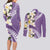 Aloha Hawaii Festive Couples Matching Long Sleeve Bodycon Dress and Long Sleeve Button Shirt Frangipani Lace Classic - Lavender