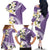 Aloha Hawaii Festive Family Matching Off The Shoulder Long Sleeve Dress and Hawaiian Shirt Frangipani Lace Classic - Lavender