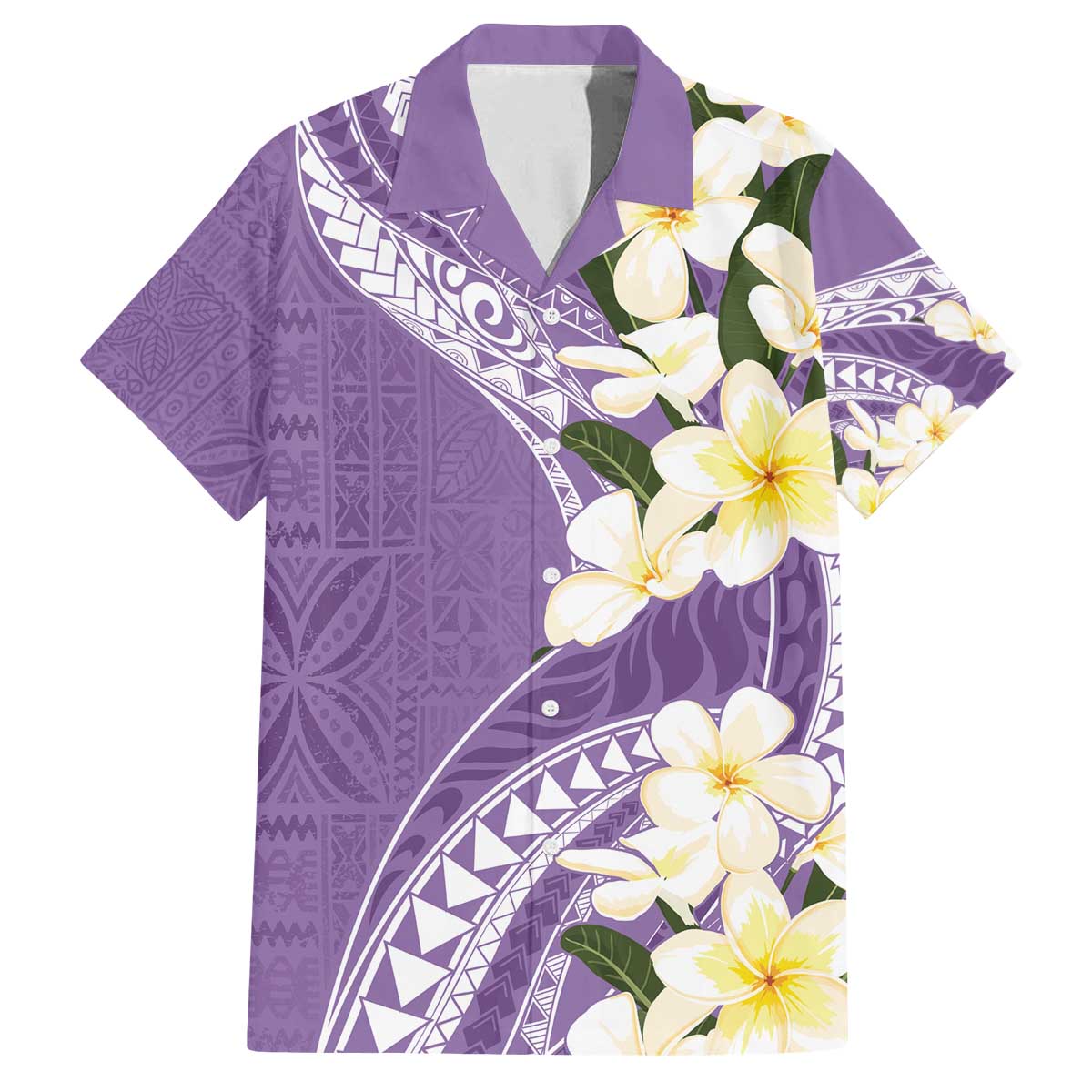 Aloha Hawaii Festive Family Matching Off The Shoulder Long Sleeve Dress and Hawaiian Shirt Frangipani Lace Classic - Lavender