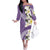 Aloha Hawaii Festive Family Matching Off The Shoulder Long Sleeve Dress and Hawaiian Shirt Frangipani Lace Classic - Lavender