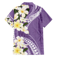 Aloha Hawaii Festive Family Matching Off Shoulder Maxi Dress and Hawaiian Shirt Frangipani Lace Classic - Lavender