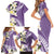 Aloha Hawaii Festive Family Matching Short Sleeve Bodycon Dress and Hawaiian Shirt Frangipani Lace Classic - Lavender