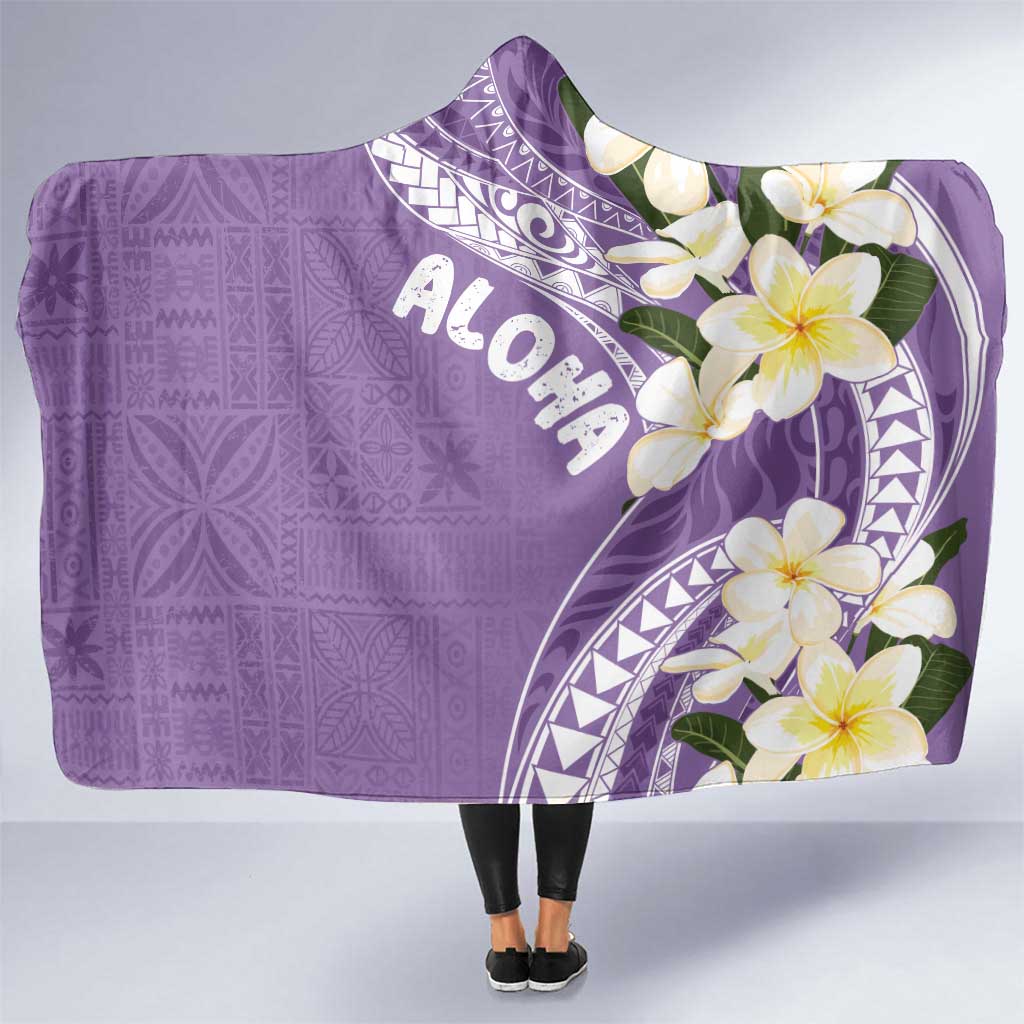 Aloha Hawaii Festive Hooded Blanket Frangipani Lace Classic - Lavender LT7 One Size Lavender - Polynesian Pride