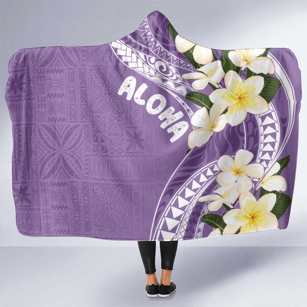 Aloha Hawaii Festive Hooded Blanket Frangipani Lace Classic - Lavender