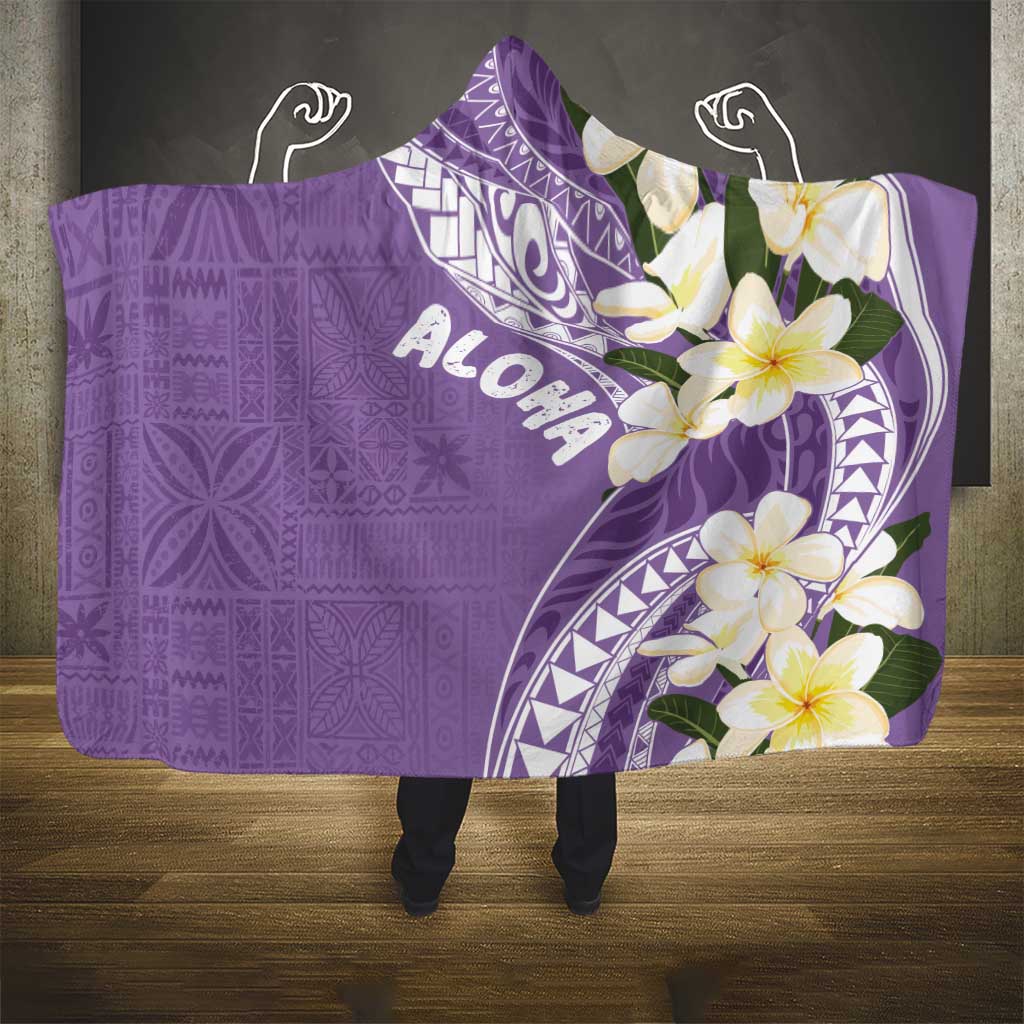 Aloha Hawaii Festive Hooded Blanket Frangipani Lace Classic - Lavender LT7 - Polynesian Pride