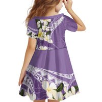 Aloha Hawaii Festive Kid Short Sleeve Dress Frangipani Lace Classic - Lavender