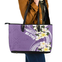 Aloha Hawaii Festive Leather Tote Bag Frangipani Lace Classic - Lavender LT7 - Polynesian Pride