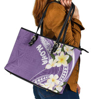 Aloha Hawaii Festive Leather Tote Bag Frangipani Lace Classic - Lavender LT7 - Polynesian Pride