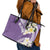 Aloha Hawaii Festive Leather Tote Bag Frangipani Lace Classic - Lavender