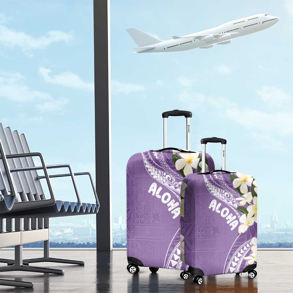 Aloha Hawaii Festive Luggage Cover Frangipani Lace Classic - Lavender