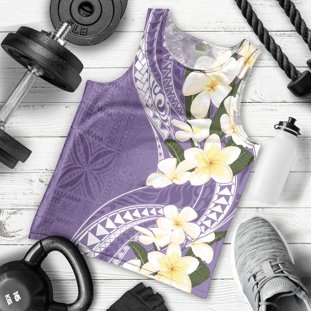 Aloha Hawaii Festive Men Tank Top Frangipani Lace Classic - Lavender LT7 - Polynesian Pride