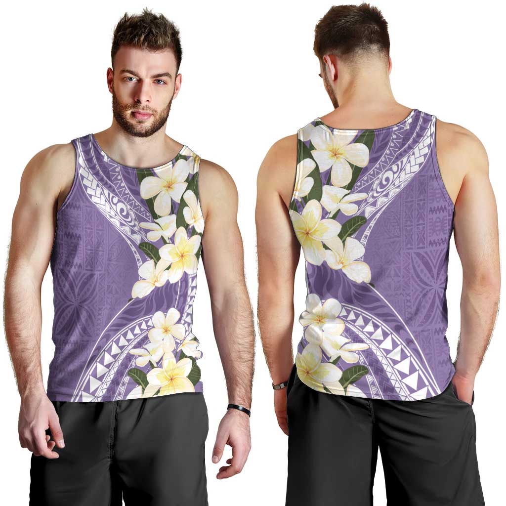 Aloha Hawaii Festive Men Tank Top Frangipani Lace Classic - Lavender LT7 - Polynesian Pride