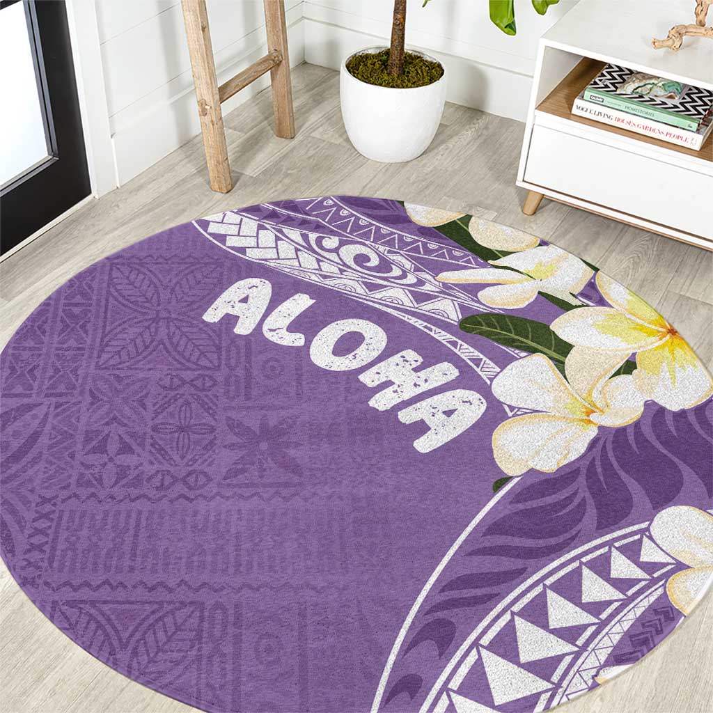 Aloha Hawaii Festive Round Carpet Frangipani Lace Classic - Lavender