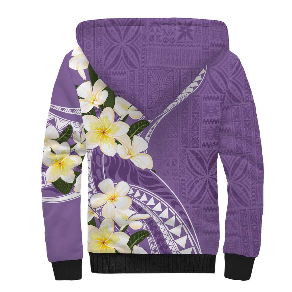 Aloha Hawaii Festive Sherpa Hoodie Frangipani Lace Classic - Lavender LT7 - Polynesian Pride