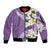 Aloha Hawaii Festive Sleeve Zip Bomber Jacket Frangipani Lace Classic - Lavender