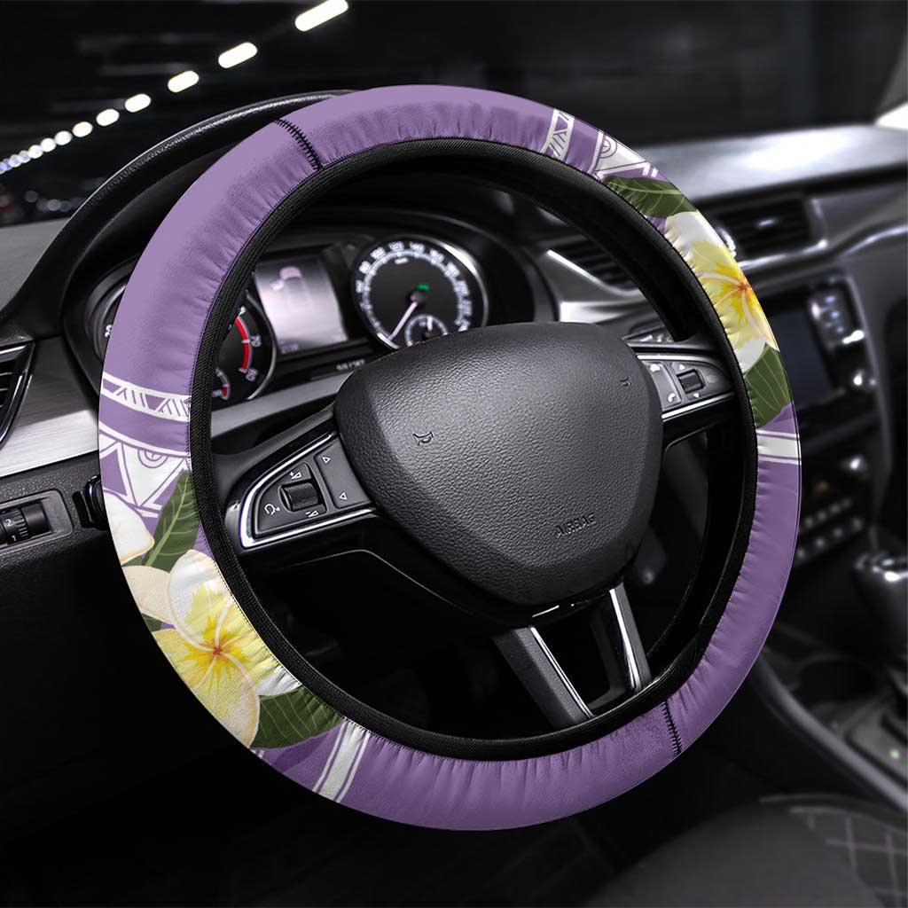 Aloha Hawaii Festive Steering Wheel Cover Frangipani Lace Classic - Lavender