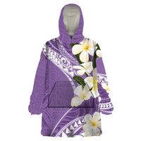 Aloha Hawaii Festive Wearable Blanket Hoodie Frangipani Lace Classic - Lavender LT7 One Size Lavender - Polynesian Pride