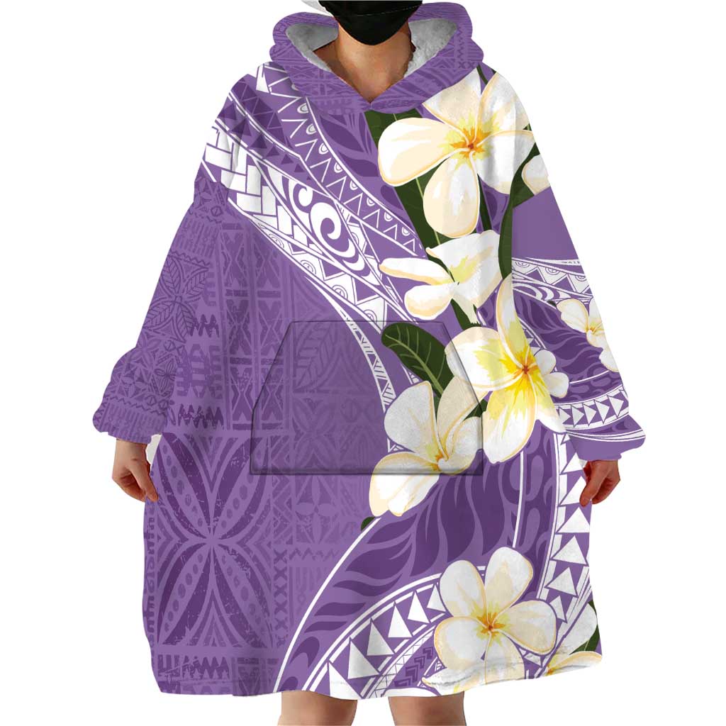 Aloha Hawaii Festive Wearable Blanket Hoodie Frangipani Lace Classic - Lavender LT7 - Polynesian Pride