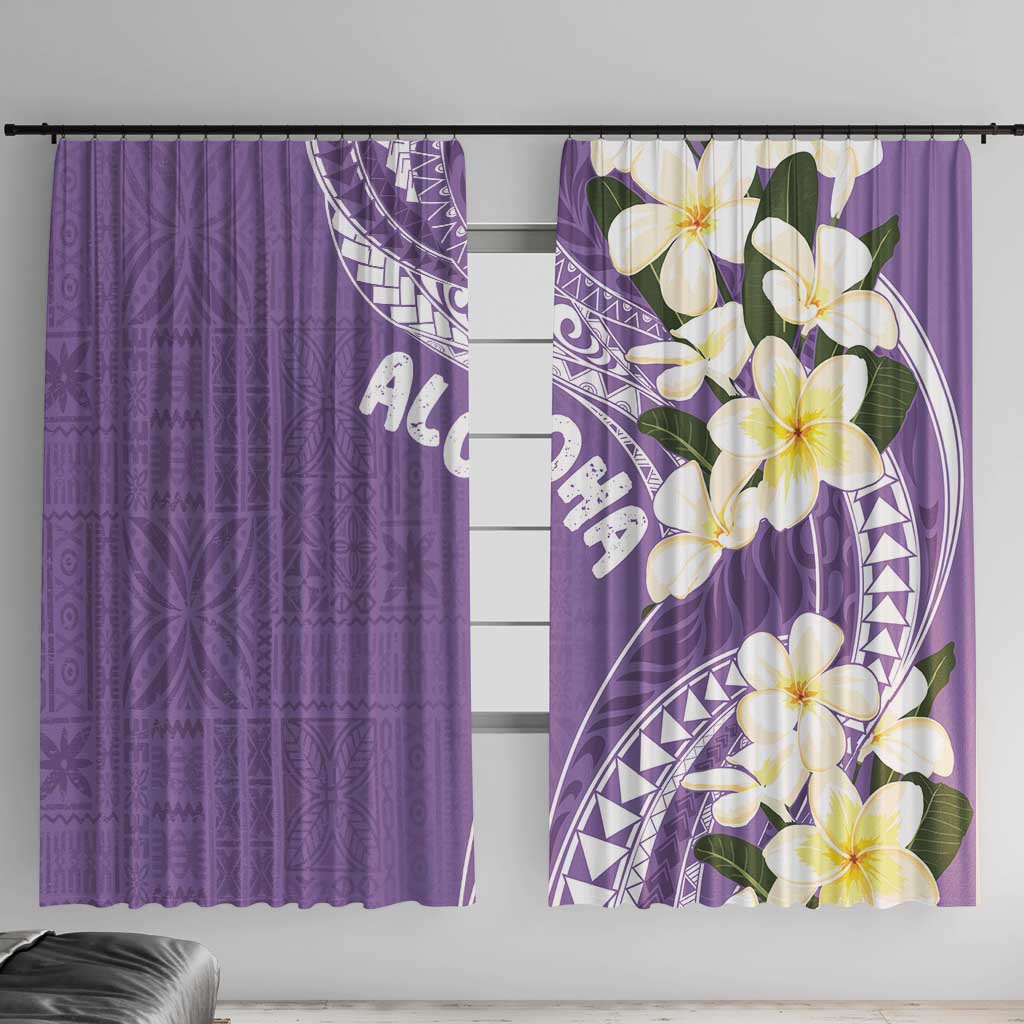 Aloha Hawaii Festive Window Curtain Frangipani Lace Classic - Lavender LT7 With Hooks Lavender - Polynesian Pride