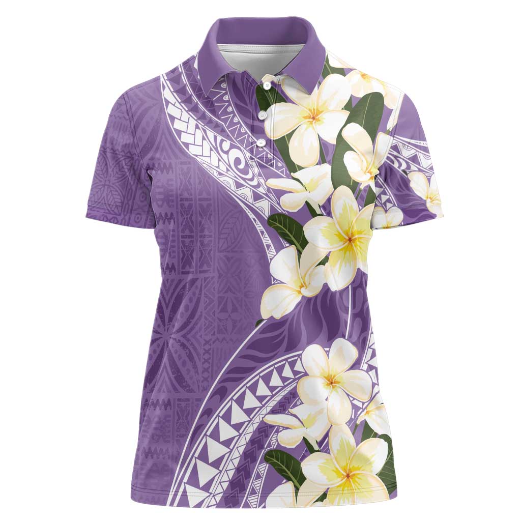 Aloha Hawaii Festive Women Polo Shirt Frangipani Lace Classic - Lavender