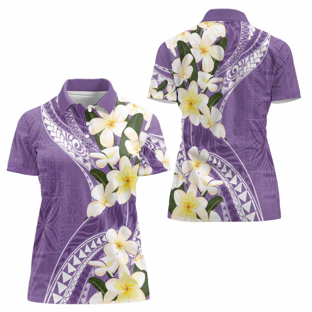 Aloha Hawaii Festive Women Polo Shirt Frangipani Lace Classic - Lavender