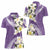 Aloha Hawaii Festive Women Polo Shirt Frangipani Lace Classic - Lavender