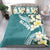 Aloha Hawaii Festive Bedding Set Frangipani Lace Classic - Teal