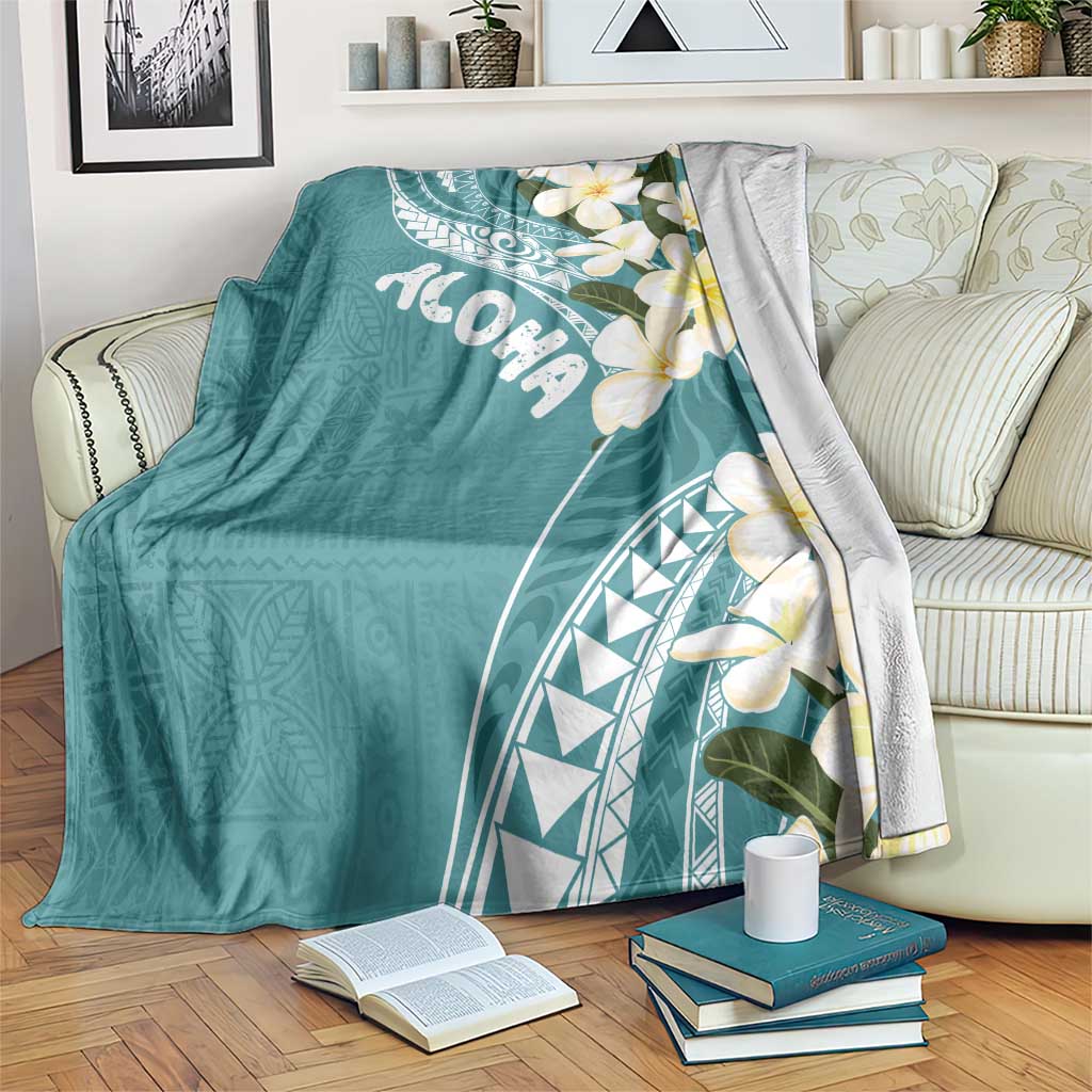 Aloha Hawaii Festive Blanket Frangipani Lace Classic - Teal LT7 Teal - Polynesian Pride