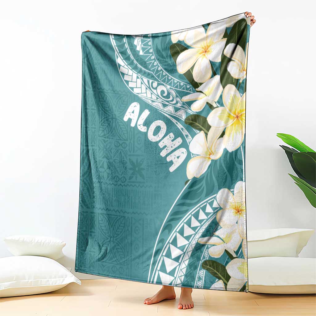 Aloha Hawaii Festive Blanket Frangipani Lace Classic - Teal LT7 - Polynesian Pride