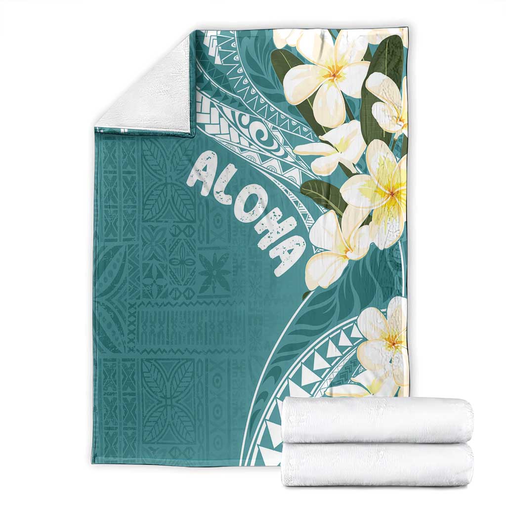 Aloha Hawaii Festive Blanket Frangipani Lace Classic - Teal LT7 - Polynesian Pride