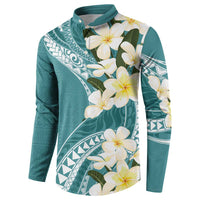 Aloha Hawaii Festive Button Sweatshirt Frangipani Lace Classic - Teal LT7 - Polynesian Pride