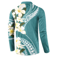 Aloha Hawaii Festive Button Sweatshirt Frangipani Lace Classic - Teal LT7 - Polynesian Pride
