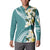Aloha Hawaii Festive Button Sweatshirt Frangipani Lace Classic - Teal