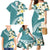 Aloha Hawaii Festive Family Matching Mermaid Dress and Hawaiian Shirt Frangipani Lace Classic - Teal