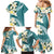 Aloha Hawaii Festive Family Matching Mermaid Dress and Hawaiian Shirt Frangipani Lace Classic - Teal