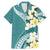 Aloha Hawaii Festive Family Matching Mermaid Dress and Hawaiian Shirt Frangipani Lace Classic - Teal