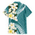 Aloha Hawaii Festive Family Matching Mermaid Dress and Hawaiian Shirt Frangipani Lace Classic - Teal