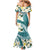 Aloha Hawaii Festive Family Matching Mermaid Dress and Hawaiian Shirt Frangipani Lace Classic - Teal