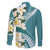 Aloha Hawaii Festive Family Matching Off The Shoulder Long Sleeve Dress and Hawaiian Shirt Frangipani Lace Classic - Teal