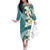 Aloha Hawaii Festive Family Matching Off The Shoulder Long Sleeve Dress and Hawaiian Shirt Frangipani Lace Classic - Teal