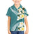 Aloha Hawaii Festive Family Matching Off The Shoulder Long Sleeve Dress and Hawaiian Shirt Frangipani Lace Classic - Teal