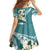 Aloha Hawaii Festive Family Matching Off Shoulder Maxi Dress and Hawaiian Shirt Frangipani Lace Classic - Teal