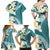 Aloha Hawaii Festive Family Matching Off Shoulder Maxi Dress and Hawaiian Shirt Frangipani Lace Classic - Teal