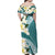 Aloha Hawaii Festive Family Matching Off Shoulder Maxi Dress and Hawaiian Shirt Frangipani Lace Classic - Teal