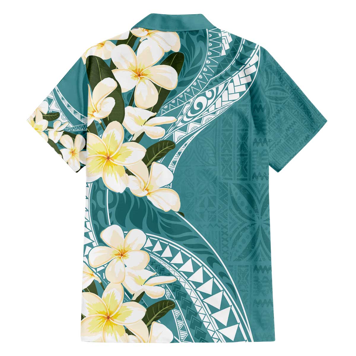Aloha Hawaii Festive Family Matching Off Shoulder Short Dress and Hawaiian Shirt Frangipani Lace Classic - Teal