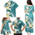 Aloha Hawaii Festive Family Matching Puletasi and Hawaiian Shirt Frangipani Lace Classic - Teal