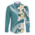 Aloha Hawaii Festive Family Matching Puletasi and Hawaiian Shirt Frangipani Lace Classic - Teal